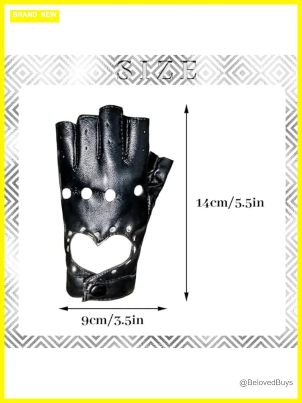 PU Leather Half Finger Dance Gloves Heart Cutout Punk Fingerless Gloves